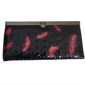 Feather EmbossedWomen Evening Clutch Hand Bag Ladies Dressed Banquet Purse Black